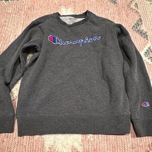Champion Dark Gray Athletic sweatshirt. Sporty and casual.